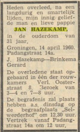 jan hazekamp in 1960.